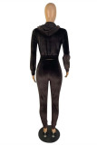 Blue Fashion Casual Solid Basic Zipper Collar Long Sleeve Two Pieces