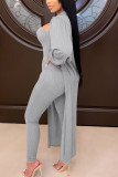 White Fashion Sexy Adult Solid Patchwork Turndown Collar Long Sleeve Regular Sleeve Long Two Pieces