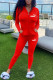Red Fashion Casual Print Patchwork Hooded Collar Long Sleeve Two Pieces