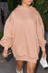 Pink Casual Solid Patchwork Hooded Collar Straight Dresses