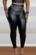 Black Fashion Casual Solid Patchwork Skinny High Waist Pencil Trousers (Without Waist Chain)