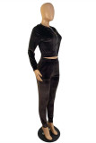 Blue Fashion Casual Solid Basic Zipper Collar Long Sleeve Two Pieces