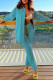 Lake Blue Casual Solid Patchwork Buckle Turndown Collar Long Sleeve Two Pieces