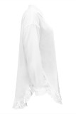 White Fashion Casual Solid Asymmetrical Turndown Collar Shirt Dress