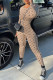 Khaki Fashion Sportswear Print Patchwork O Neck Jumpsuits