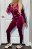 Blue Fashion Casual Solid Basic Zipper Collar Long Sleeve Two Pieces