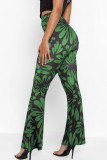 Red Fashion Casual Print Patchwork Boot Cut High Waist Speaker Full Print Bottoms