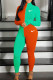 Orange Fashion Sexy Print Patchwork O Neck Long Sleeve Two Pieces