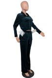 Pink Casual Solid Patchwork Turndown Collar Long Sleeve Two Pieces