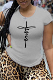 Red Fashion Casual Print Patchwork T-Shirts