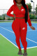 Red Fashion Casual Print Patchwork Hooded Collar Long Sleeve Two Pieces