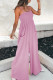 Pink Fashion Casual Solid Patchwork Spaghetti Strap Loose Jumpsuits