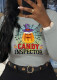 Grey Street Party Print Patchwork O Neck Tops