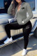 Grey Fashion Street Solid Patchwork O Neck Long Sleeve Two Pieces