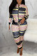Pink Fashion Casual Print Patchwork O Neck Long Sleeve Two Pieces