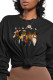 Black Street Sportswear Print Patchwork O Neck Tops