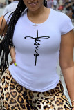Red Fashion Casual Print Patchwork T-Shirts