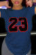Navy Blue Casual Sportswear Print Patchwork O Neck T-Shirts