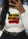 White Fashion Street Print Patchwork O Neck Tops