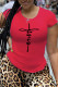 Red Fashion Casual Print Patchwork T-Shirts