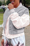 Silver Fashion Casual Patchwork Cardigan Outerwear