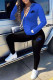 Peacock Blue Fashion Street Solid Patchwork O Neck Long Sleeve Two Pieces
