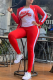Red Casual Print Letter O Neck Long Sleeve Three Pieces