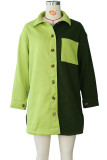 Green Casual Solid Split Joint Turndown Collar Outerwear