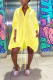 Yellow Casual Shirt sleeves Long Sleeves Turndown Collar Straight Knee-Length Solid Dresses