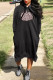 Black Casual Print Patchwork Hooded Collar Straight Dresses