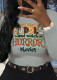 Grey Casual Party Print Patchwork O Neck Tops