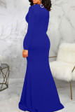 Red Elegant Solid Patchwork High Opening V Neck Evening Dress Dresses