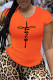 Orange Fashion Casual Print Patchwork T-Shirts