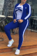 Blue Casual Print Letter O Neck Long Sleeve Three Pieces