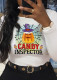 White Street Party Print Patchwork O Neck Tops