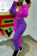 Purple Fashion Sexy Print Patchwork O Neck Long Sleeve Two Pieces