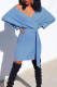 Blue Casual Solid Bandage Patchwork V Neck One Step Skirt Dresses