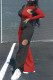 Red Fashion Casual Patchwork Hollowed Out O Neck Long Sleeve Two Pieces