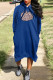 Blue Casual Print Patchwork Hooded Collar Straight Dresses
