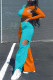 Orange Fashion Casual Patchwork Hollowed Out O Neck Long Sleeve Two Pieces