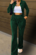 Ink Green Casual Solid Patchwork Turndown Collar Long Sleeve Two Pieces