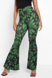 Red Fashion Casual Print Patchwork Boot Cut High Waist Speaker Full Print Bottoms