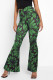 Green Fashion Casual Print Patchwork Boot Cut High Waist Speaker Full Print Bottoms