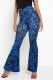 Blue Fashion Casual Print Patchwork Boot Cut High Waist Speaker Full Print Bottoms