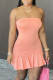 Pink Sexy Solid Split Joint Strapless A Line Dresses