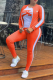 Orange Casual Print Letter O Neck Long Sleeve Three Pieces