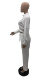 White Fashion Casual Letter Print Basic O Neck Long Sleeve Two Pieces