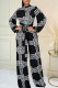 Black Casual Print Patchwork With Belt O Neck Straight Jumpsuits