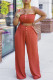 Brown Red Sexy Casual Solid Backless Strapless Sleeveless Two Pieces