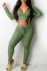 Green Casual Solid Patchwork Fold Hooded Collar Long Sleeve Two Pieces